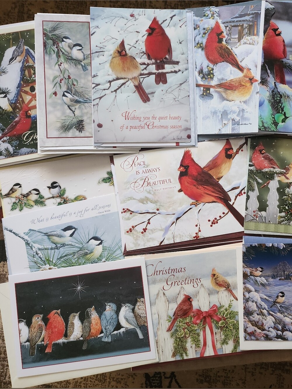 23 Christmas Birds Cards with Envelopes
